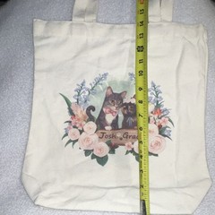 Foldable Canvas Reusable Shopping Bag Floral Nature Print Beige