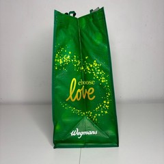 Wegmans — Green Christmas Love Holiday Heart Reusable Grocery Tote Gift Bag NWT!