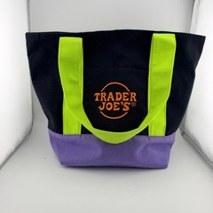 Trader Joe’s Halloween Mini Canvas Tote Black w/green Straps, Purple, w/tags