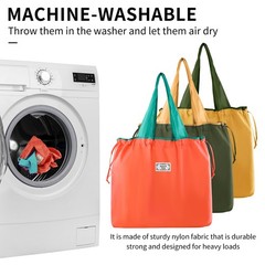 Large Reusable Foldable Shopping Bags 21×16.5×4.3 Inch Grocery Tote Washable