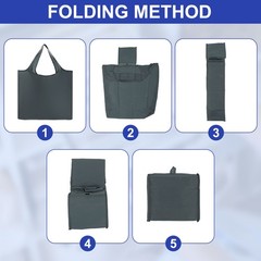 Reusable Grocery Bags Washable Shopping Totes with Handles Gray