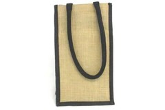 Brooks Reusable Burlap Bottle Carry Bag with Black Handles – Wine Tote