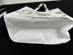 Lululemon 20th Anniv. Reusable Tote Shopping Bag White Gold Snap Closure 16×14
