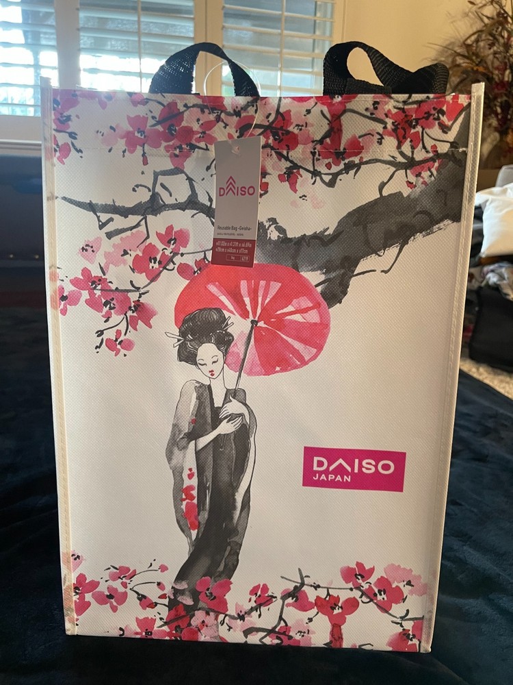 Daiso Japan Geisha Tote Bag Japanese Art Reusable Shopping Bag