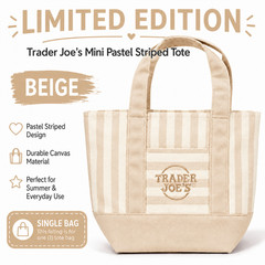 Trader Joe’s Mini Tote Bag Stripe Canvas Summer 2026 | Ships Today