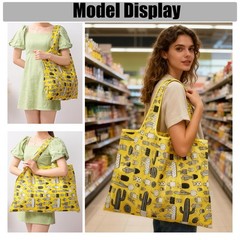 5 PCS Foldable Reusable Shopping Bags 210D Nylon Waterproof Grocery Tote