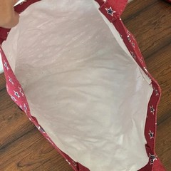 J. CREW Mercantile Printed Reusable Canvas Grocery Tote Bag Red White Stars