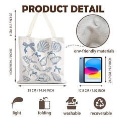 Reusable Grocery Shopping Bag Ocean Sea Fish Beachy Theme Eco Friendly Tote
