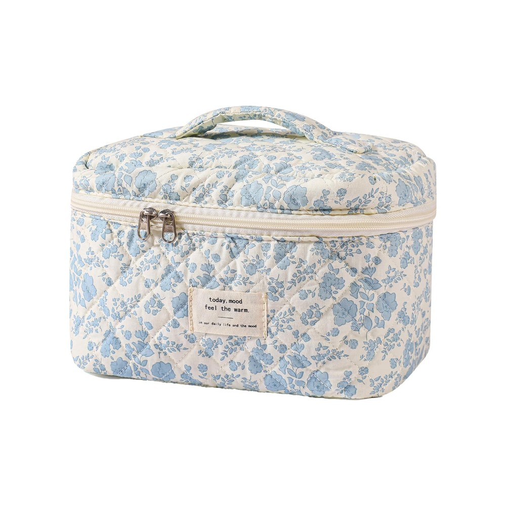 uekeboag Large Travel 10 inches x6 x 5.5 inches, 01Lightblue Flower
