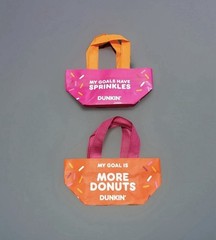 Dunkin Mini Tote Bag Pink & Orange Limited Edition Rare Goals Donuts Sprinkles