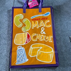 Trader Joe’s Comfort Food Reusable Grocery Bag Multicolor Mac & Cheese PB & Jam