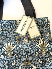 William Morris Canvas Tote Reusable Bag Snakehead Stickley Style Gray Blue Flora