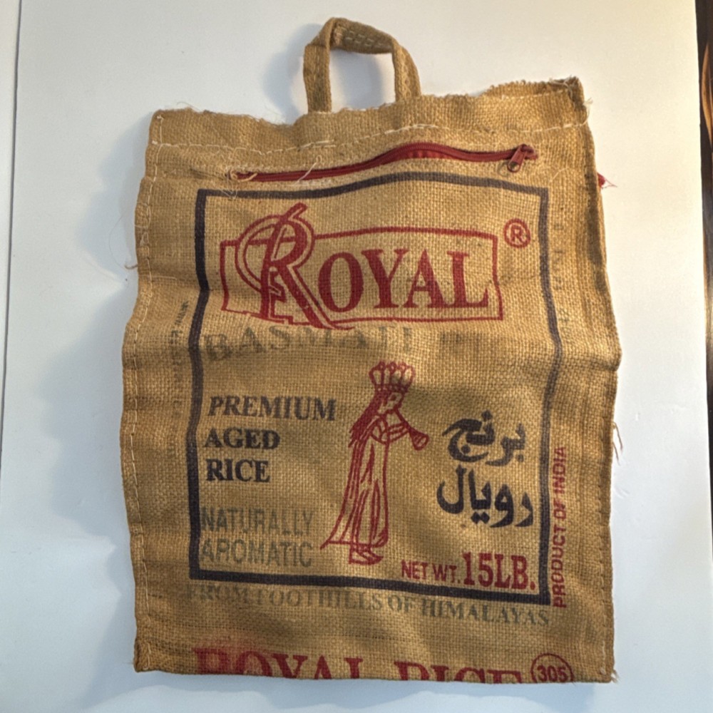 Royal Burlap Reusable Shopping Bag Foldable with Handles Brown Red 18x12x18in