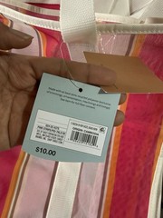 Shade & Shore Packable Large Reusable Stripe Tote Pink/White/Orange 20×15