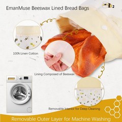 Removable Beeswax Bread Bags for Sourdough & Homemade Extra Large (XL), White