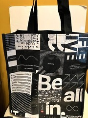 Lululemon Reusable Plastic Shopping Tote Bag Black & White Large 16″x 14″ x 6″
