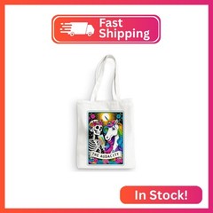 Funny Unicorn Skeleton Tarot Card Canvas Tote Bag Sarcastic Skull Gothic Shoppin