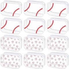 Kacctyen 12 Pcs Baseball Clear Makeup Bag with Zipper Bulk Sport Goodie clear