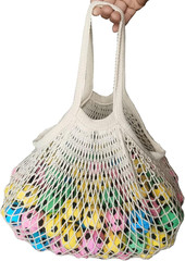 3 Pack Reusable Grocery Bags Cotton Net Shopping Tote Ecology Market String Bag