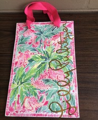 LILLY PULITZER PAPER CARDBOARD INSERT SHOPPING BAG TOTE PINK HANDLES 12x8x6 NEW