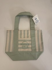 TRADER JOE’S STRIPED MINI CANVAS TOTE BAG SEAFOAM GREEN 2026 LIMITED EDITION-NWT