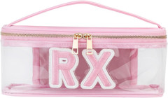 Clear Waterproof MEDS RX Makeup Bag，Transparent PVC Letter Patch Medication Trav
