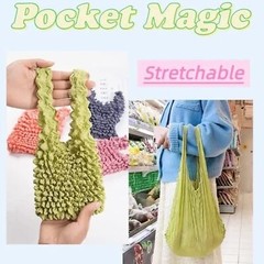 Magic Stretch Bags Portable Foldable Handheld Pleated Reusable Grocery Bags 3…