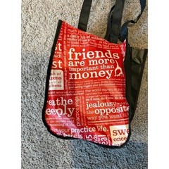 Lululemon Small Reusable Tote Bag Red White Typography Manifesto Logo Shopper