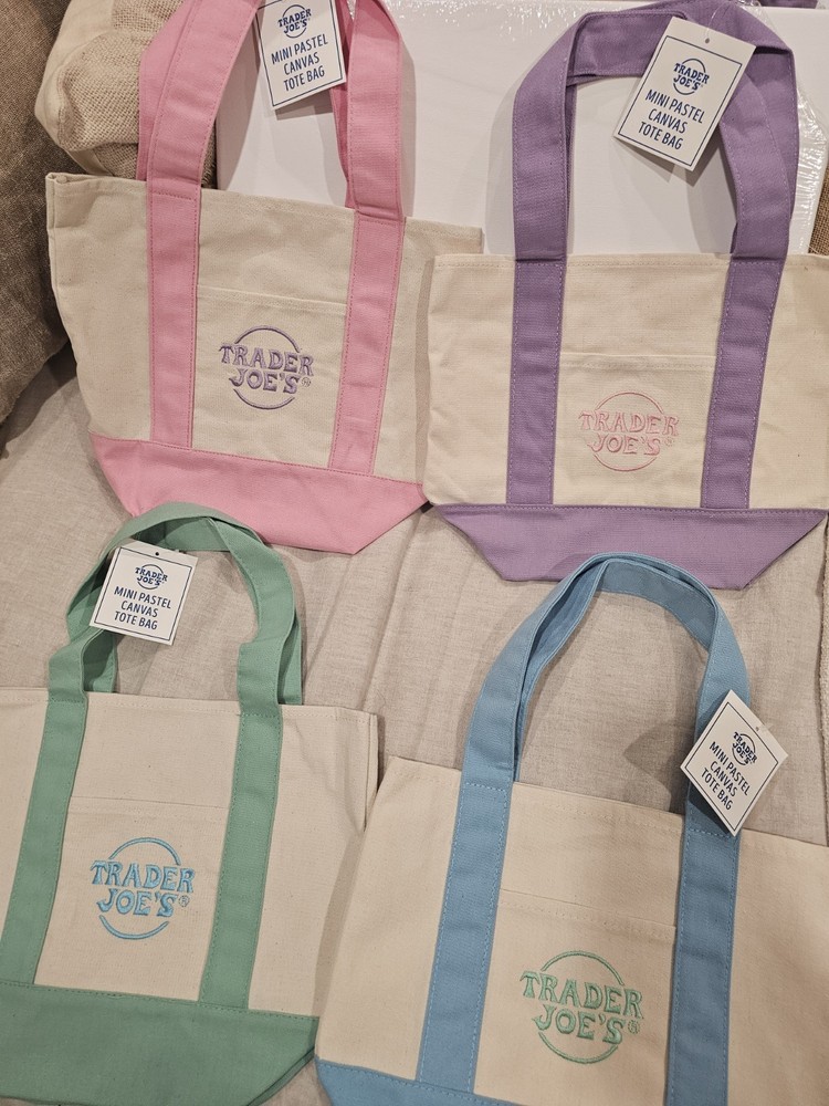 New w/ tags! USA Trader Joe’s Mini Tote bags in all 4 Pastel Colors, 4-pack set!