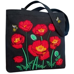 SUNWISHA Aesthetic Embroidery Tote Bag for Women- Reusable Canvas Cute Should…