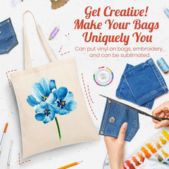 10-Pack Canvas Tote Bag – Lightweight Tote Bags Bulk, Medium Reusable Grocery Sh