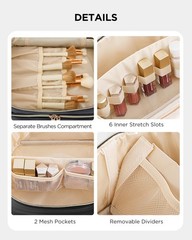 HBlife Double Layer Travel Makeup Bag Portable Cute Leather Large, Black