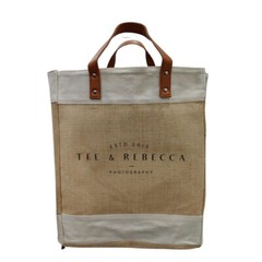 Burlap Tote Bags for Bridesmaids | Leather Handle Jute Carry Bag