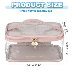 PATIKIL Clear Toiletry Bag, Waterproof Travel 9.25 x 6.1 x 5.12 inch, Pink