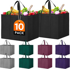 Reusable Grocery Shopping Bags 10 Pack Large Foldable Tote Bags