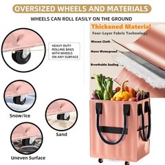 Foldable Rolling Shopping Bag Camping Storage Tote Same For HuIken 3 Color