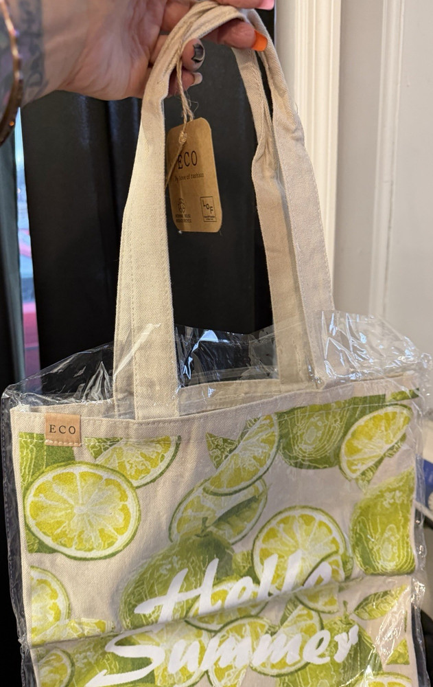 Hello Summer Lime Fruit Print Eco Reusable Shopping Bag SKU71329