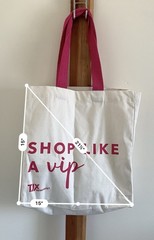 TJX Rewards Reusable Shopping Tote Bag White/Pink Text Pattern 15x15x6 in