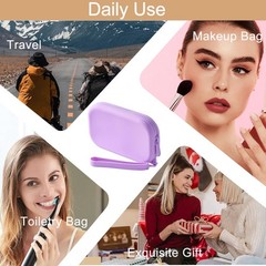 HHQQWZ Portable Silicone Makeup Bag for Women, Small Travel Waterproof Purple