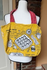 Trader Joe’s Waffle Toast Reusable Tote Bag Yellow Grocery Bag Fun Print READ