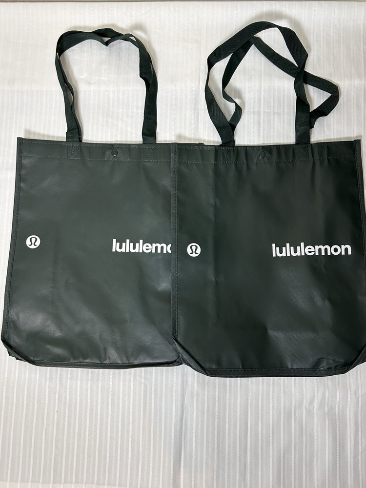 Qty of 2 Lululemon Holiday Reusable Tote Shopping Bag – Large – Green -16x13x6in
