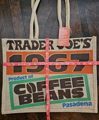 TRADER JOE’S COFFEE BEANS Pasadena Burlap Jute Tote Reusable Shopping Bag NEW