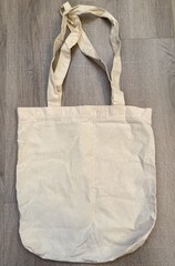 Beige Canvas Foldable Tote Bag, Graphic Pattern, Modern Style, Medium Size