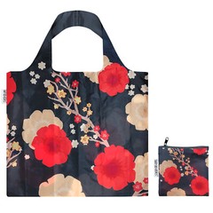 Wrapables Large Reusable Shopping Tote Bag with Outer Pouch, Midnight Floral