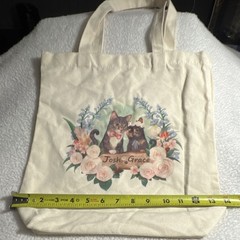 Foldable Canvas Reusable Shopping Bag Floral Nature Print Beige