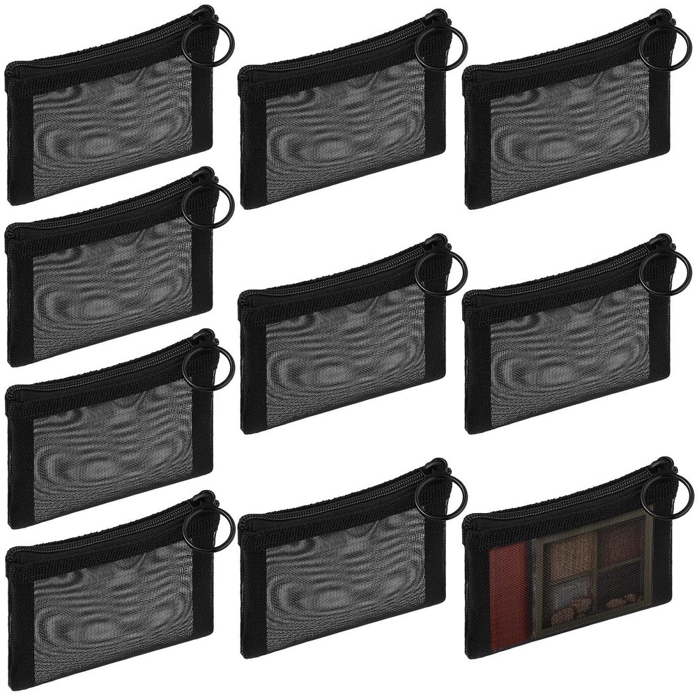 Frienda 10 Pcs Small Mesh Bags with Zipper Mini 3 x 4 Inch, Black