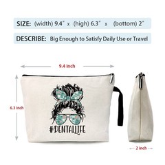 Dental Life Funny Dentists Cosmetic Bag, for 9.4 x 6.3 x 1.6 inches, White