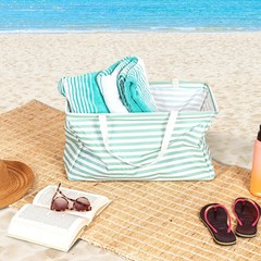 Teal Striped Krush Container AllPurpose Utility Tote