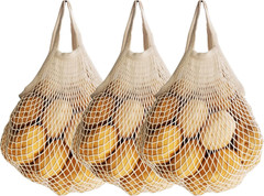 3 Pack Reusable Grocery Bags Cotton Net Shopping Tote Ecology Market String Bag