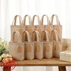 Aliceset 36 Light Brown burlap tote bags 8x8x3.2